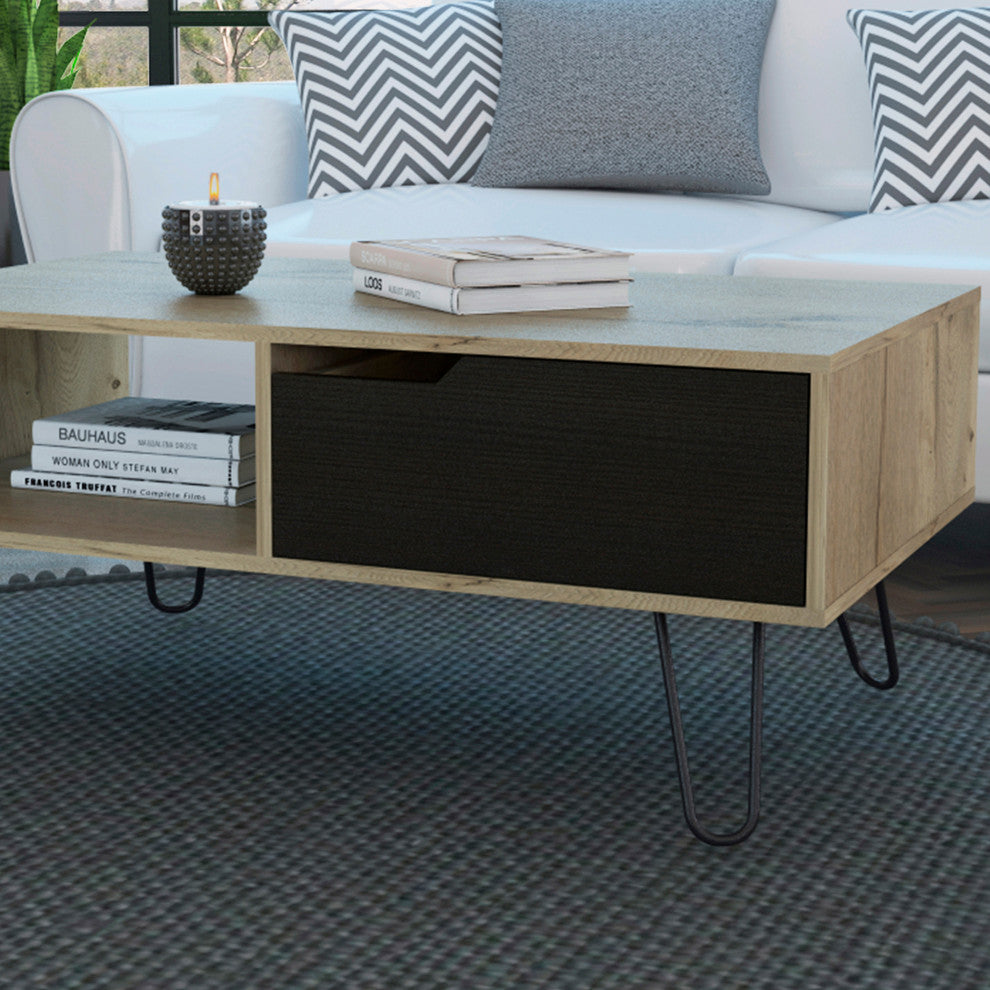 Aster Cubicle Wood and Metal Coffee Table