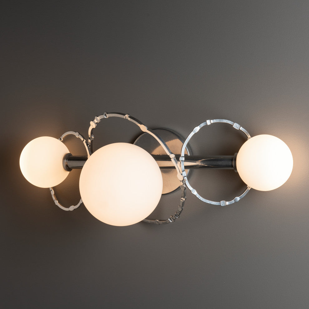 Olympus 3-Light Bath Sconce, Sterling Finish, Opal Glass