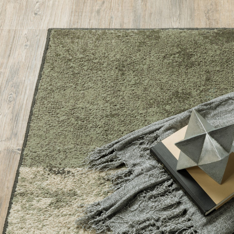 Brown and Gray Abstract Marble Squares Indoor Runner Rug