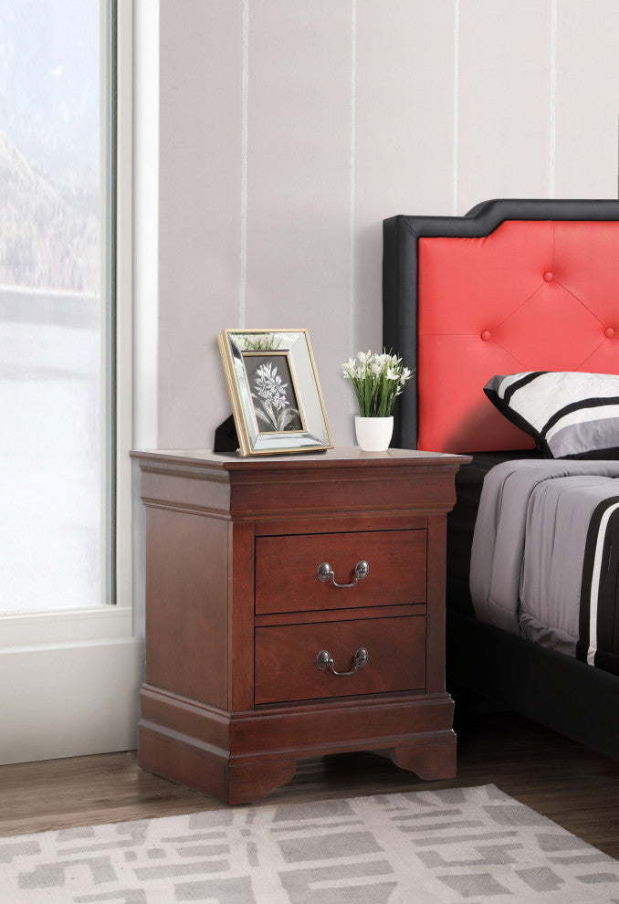 Louis Phillipe 2-Drawer Nightstand, Cherry