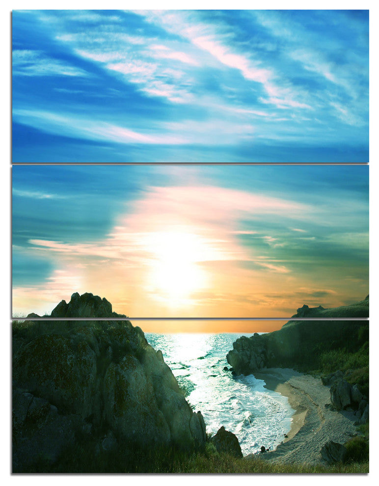"White Waters among Beach Hills" Metal Wall Art, 3 Panels, 28"x36"