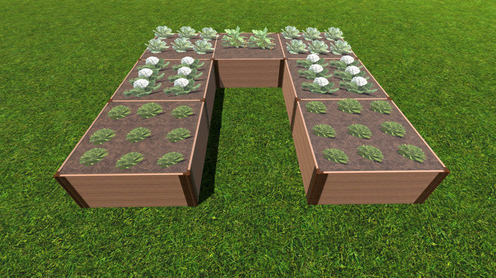 Classic Sienna Walk-In Jumbo U-Shape' 12'x12' 22" Raised Garden Bed, 1" Profile