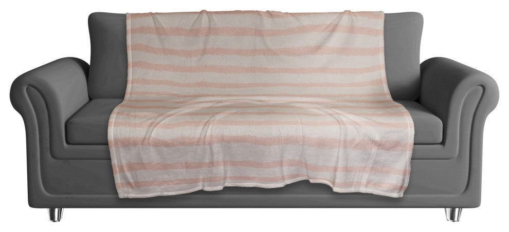 Cream Stripes on Pink 50x60 Coral Fleece Blanket