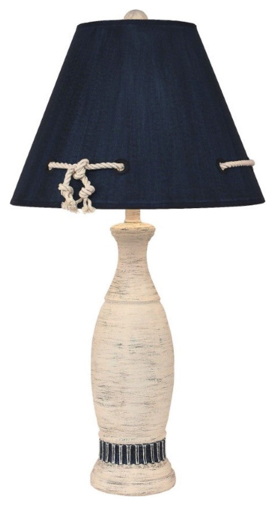 Cottage and Navy Casual Table Lamp With Ribbed Accent