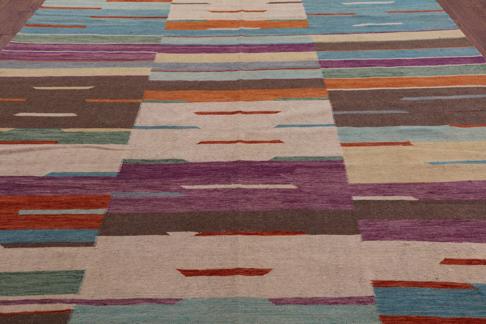 Kilim Flat Weave Wool On Wool Rug 9' 11" X 13' 6" - Q12590