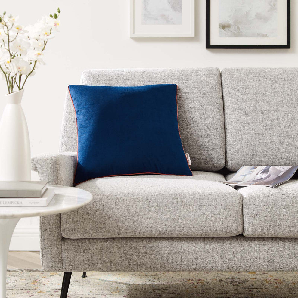 Accentuate 18" Performance Velvet Throw Pillow, Navy Blossom