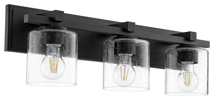 Quorum 5369-3-269 Three Light Vanity, Black w ClearSeeded Finish