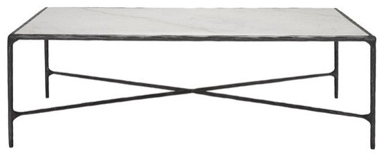 Safavieh Couture Jessa Rectangle Metal Coffee Table, Black / White
