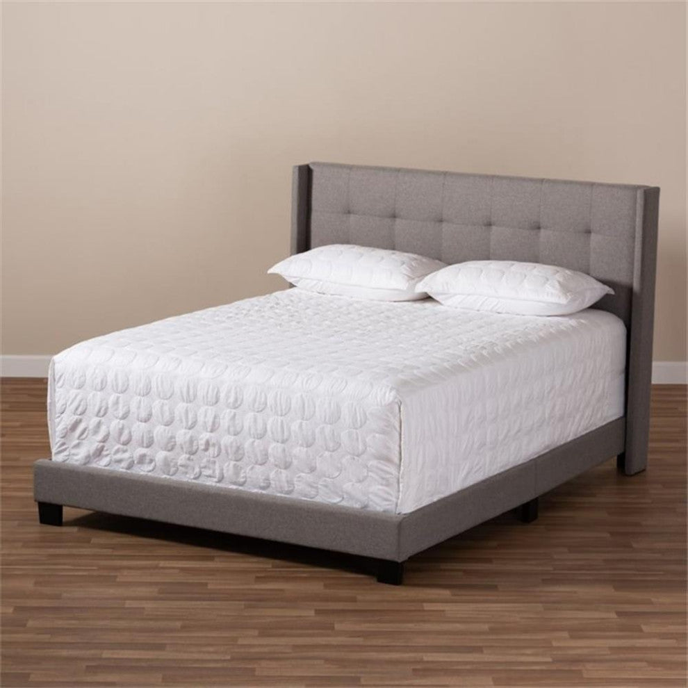 Lisette Modern and Contemporary Grey Fabric Upholstered King Size Bed