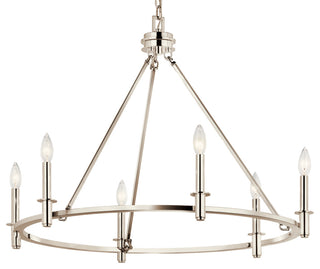 Carrick Chandelier, Black, Polished Nickel, 6 Light