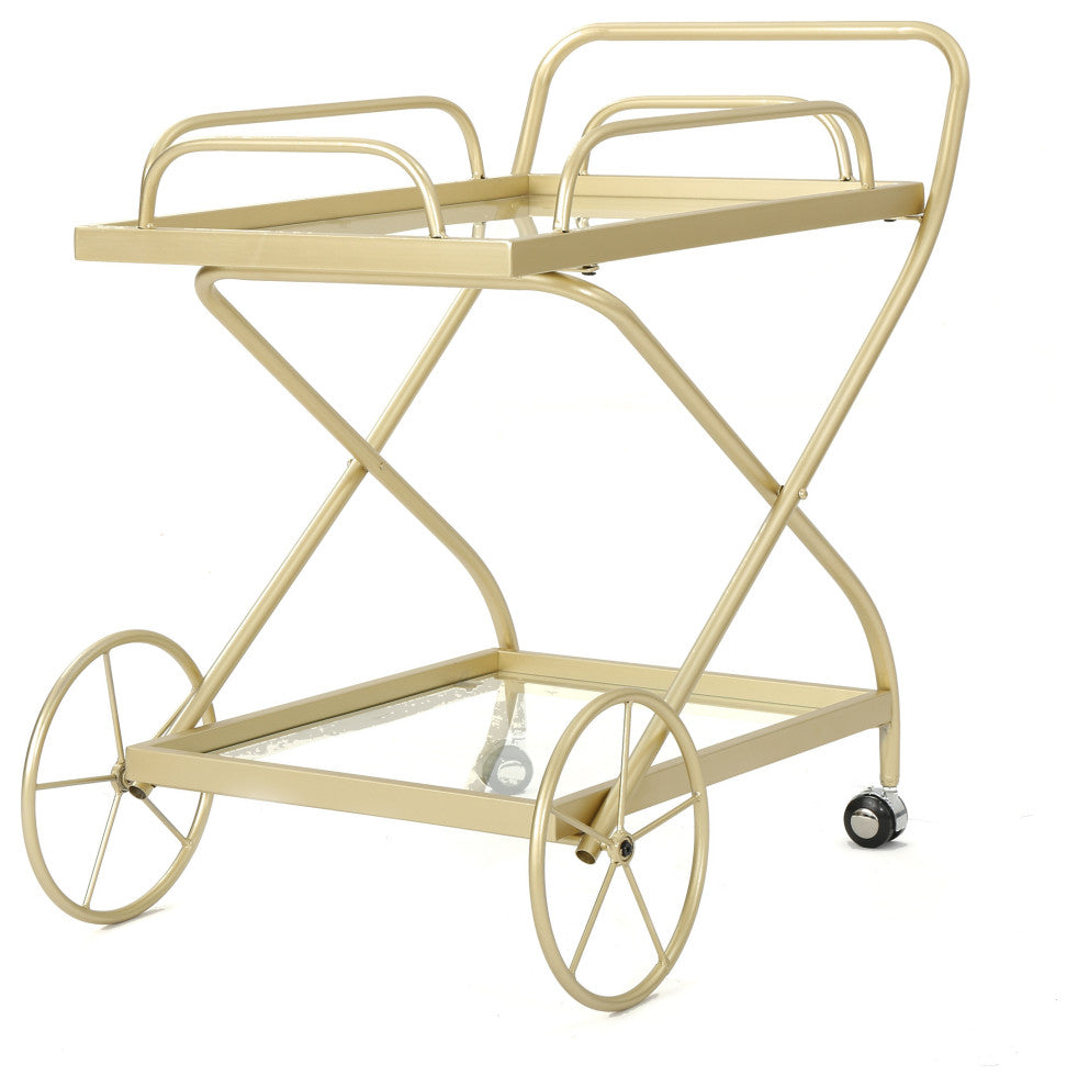 GDF Studio Patty Traditional Iron and Glass Bar Cart, Gold