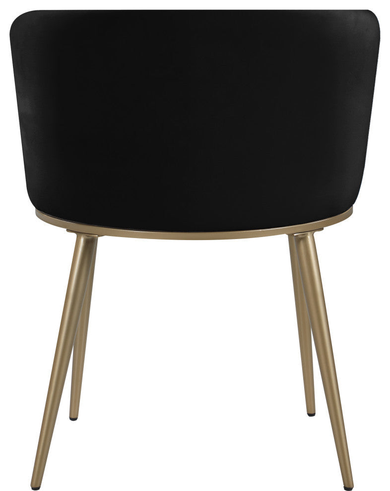 Skylar Dining Chair, Set of 2, Black Velvet, Brushed Gold Iron Legs