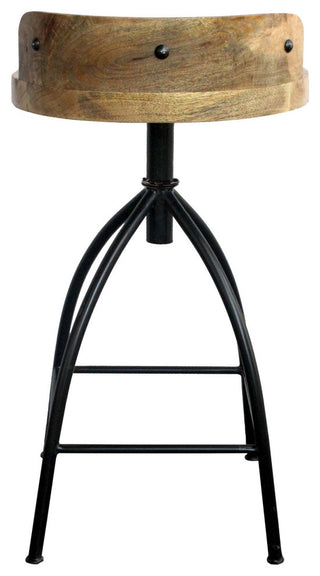 Industrial Style Adjustable Swivel Bar Stool With Backrest, 25-31 Inch