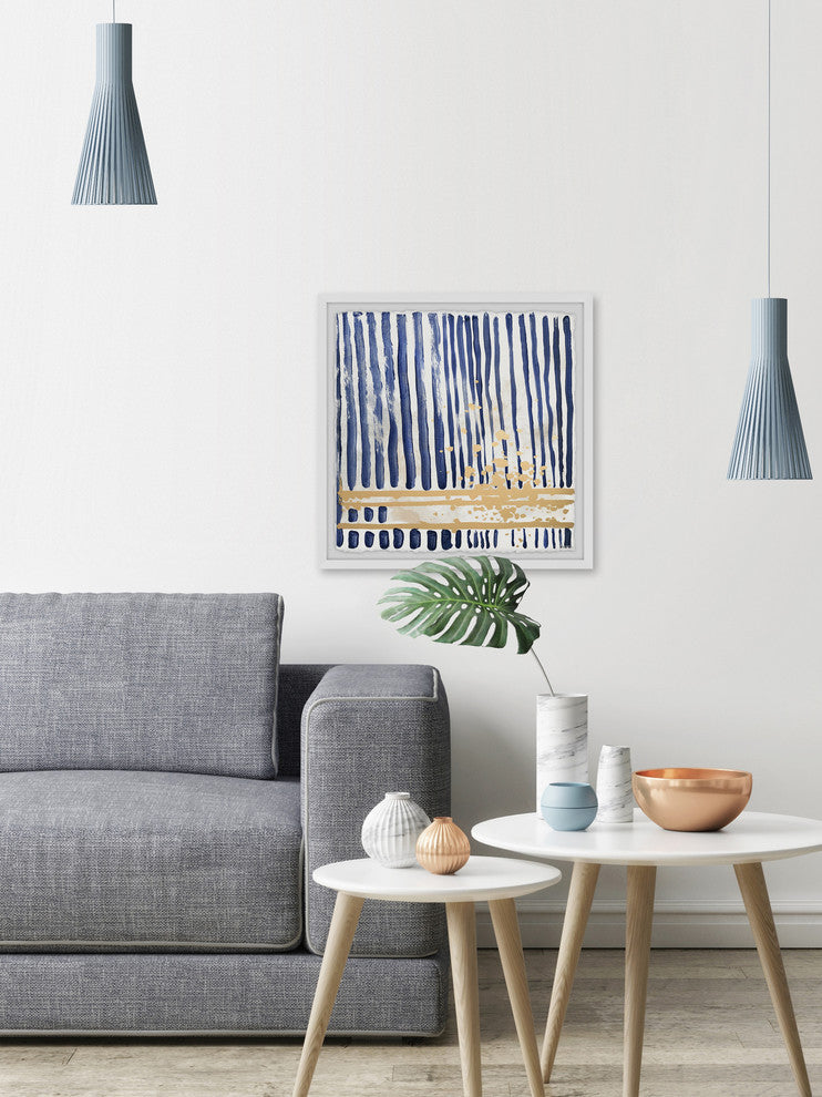 "Blue Verticals" Framed Painting Print, 24"x24"