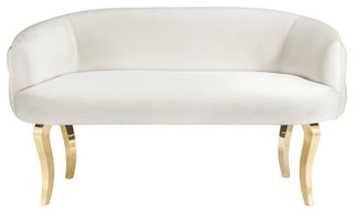 TOV Furniture Adina White Velvet Loveseat with Gold Legs