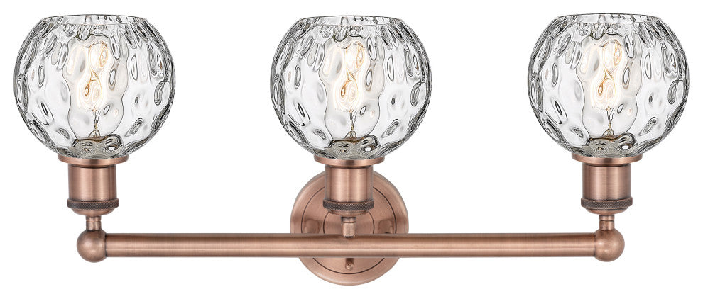 Athens Water Glass 3-Light 24" Bath Vanity Light, Antique Copper, Clear