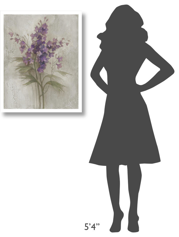 "Purple Larkspur Garden on Grey" Digital Paper Print by Albena Hristova, 24"x30"