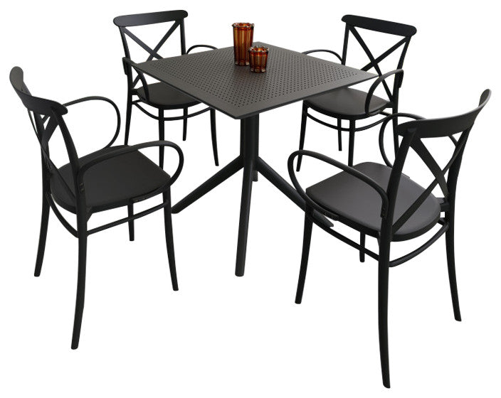 Cross XL Patio Dining Set With 4 Chairs Black