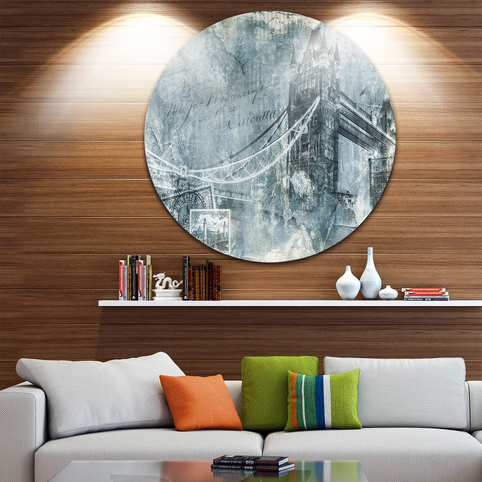 Tower Bridge London, Contemporary Disc Metal Artwork, 36"