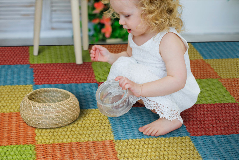 Flagship Carpets VA1009-32FS 6'X8'4" Basket Block Multi Educational Rug