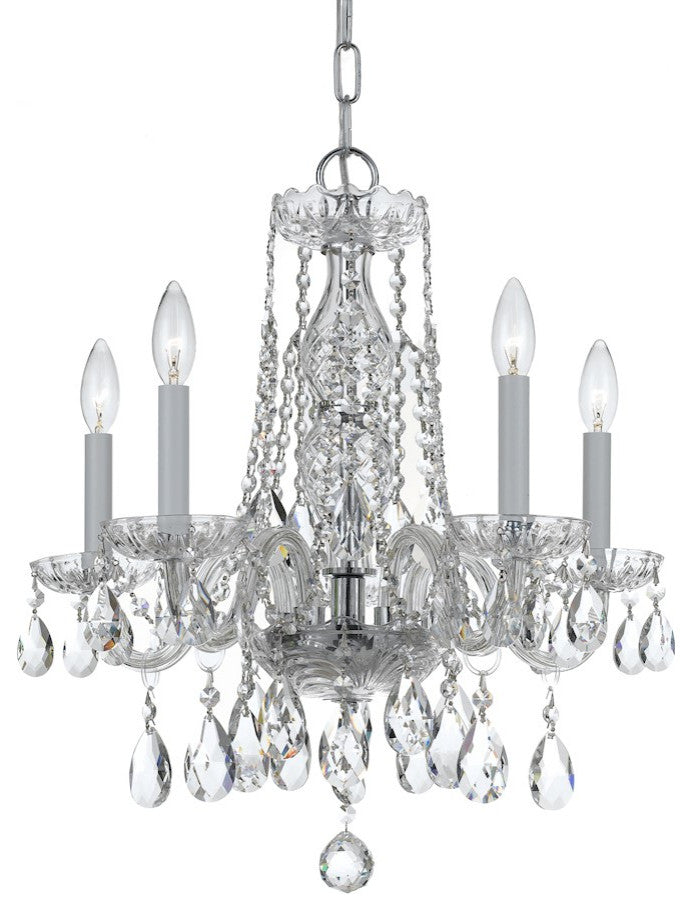 Crystorama 1061-CH-CL-SAQ, 5-Light Mini Chandelier, Polished Chrome