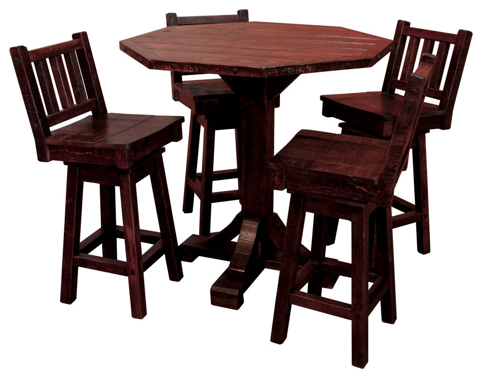 Barnwood Style Timber Peg 5-Piece Bistro Set, Michael's Cherry, 42 Inch, Counter Height