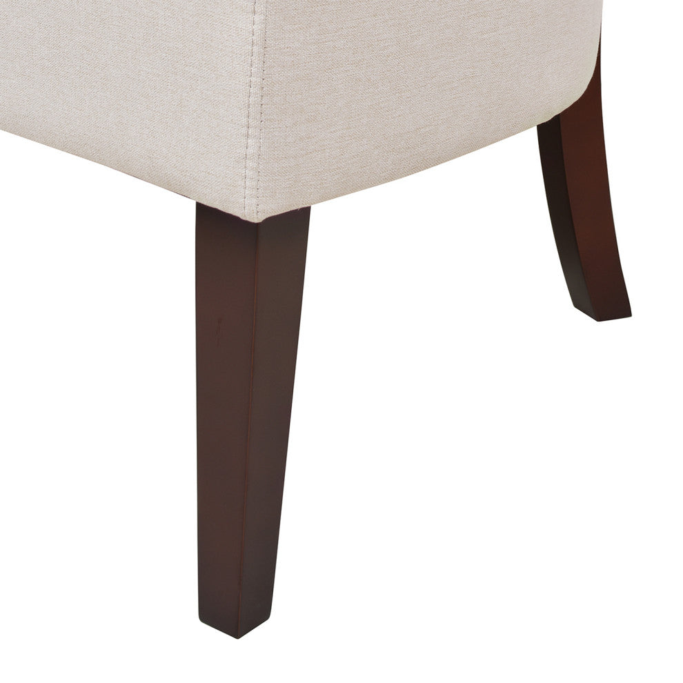 Jared Roll Arm Tufted Bench Settee, Sky Neutral Beige Polyester