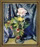 Alfred Henry Maurer Flowers Against Blue Drape