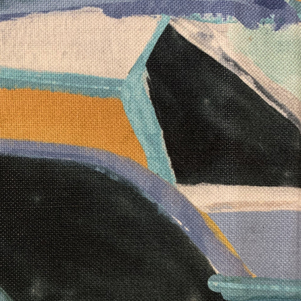 Plutus Blue Modern Print Graphic Print Luxury Throw Pillow, 16"x16"