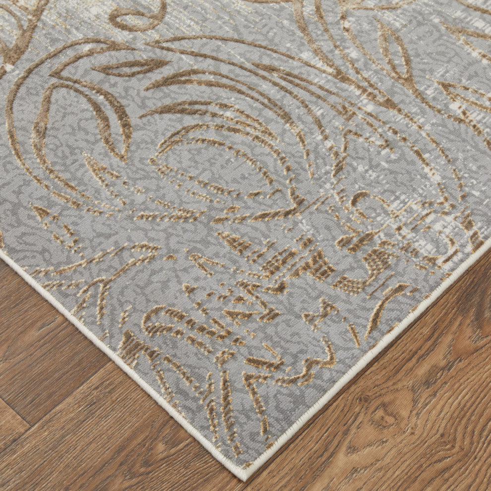 Neoma Traditional Medallion, Silver/Tan/Gray, 9'x12' Area Rug