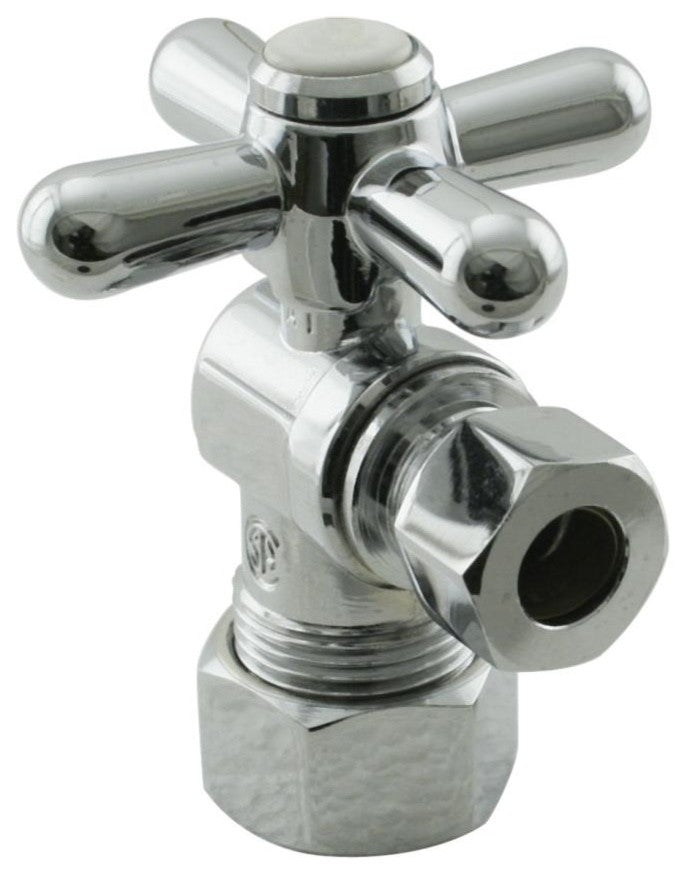 Angle Stop, 5/8" Od X 3/8" Od - 1/4-Turn Cross Handle In Polished Chrome