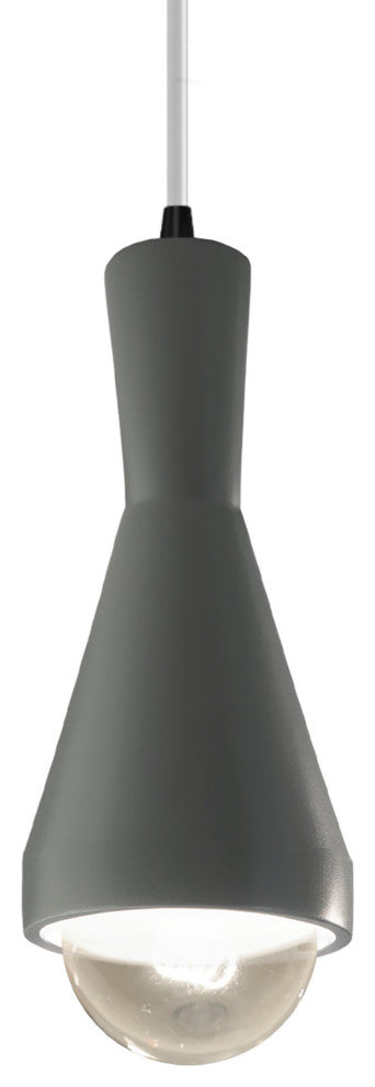 Erlen Pendant, Pewter Green, Matte Black, White Cord, Integrated LED
