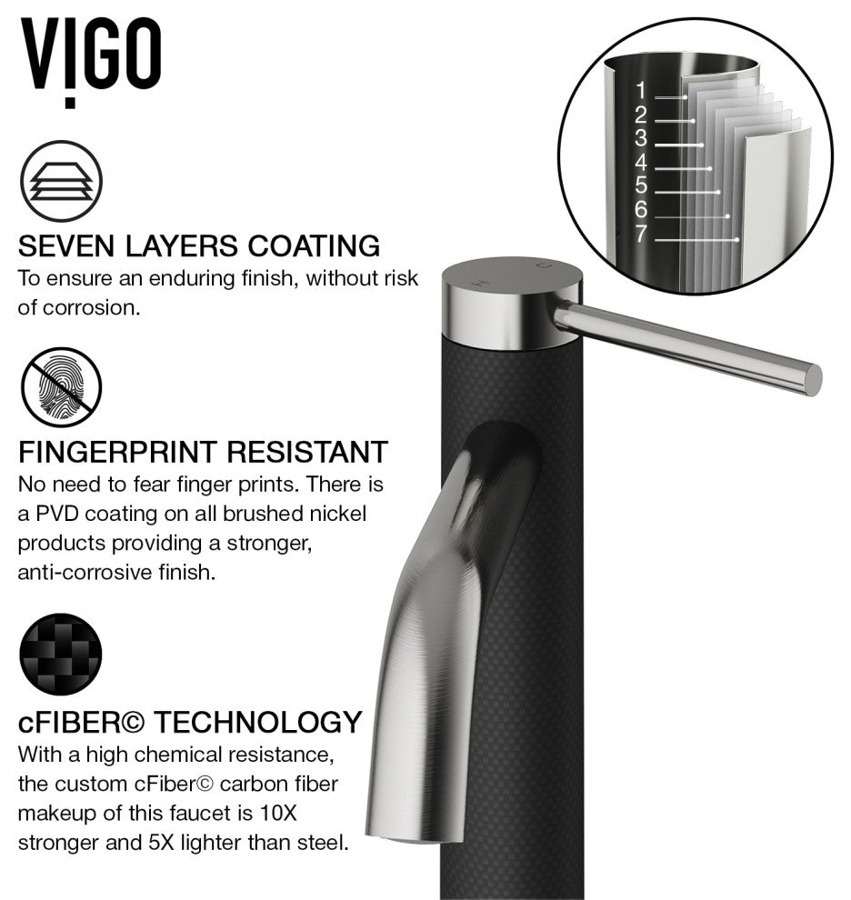 VIGO Lexington 10" H Single Handle Single Hole Bathroom Vessel Faucet, Brushed Nickel
