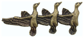 Triple Mallards Cabinet Pull, Antique Brass