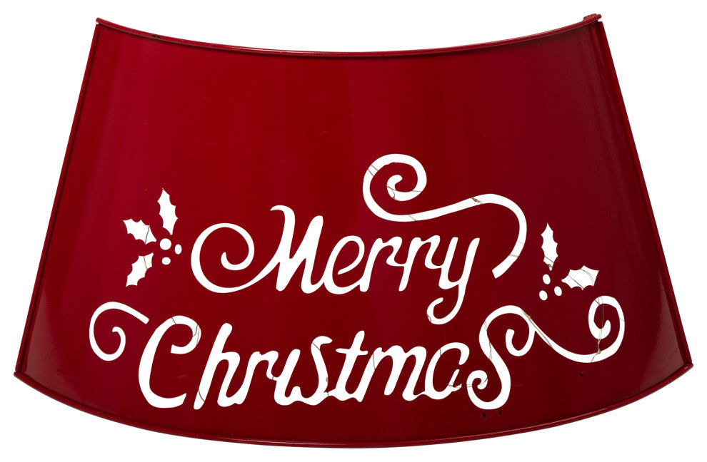 26"D "Merry Christmas" Diecut Metal Tree Collar With Light String