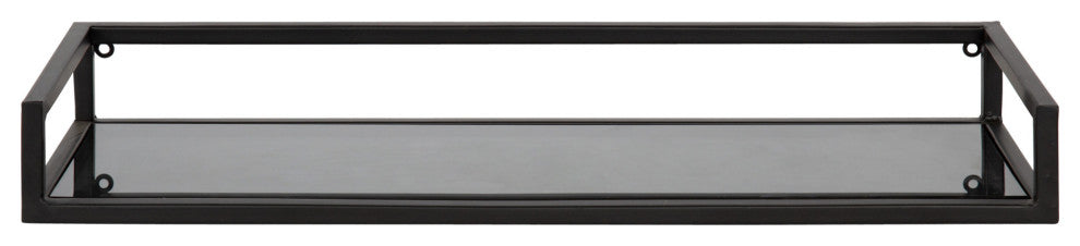 Blex Metal and Glass Wall Shelf, Black 24x8x3