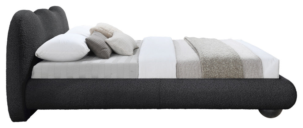 Hyde Boucle Fabric Upholstered Bed, Black, Full