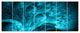 Magical Blue Psychedelic Forest, Abstract Canvas Art Print, 83"x32", 7 Panels