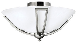 Bolla Bath Flush Mount, Brushed Nickel With Etched Opal Glass