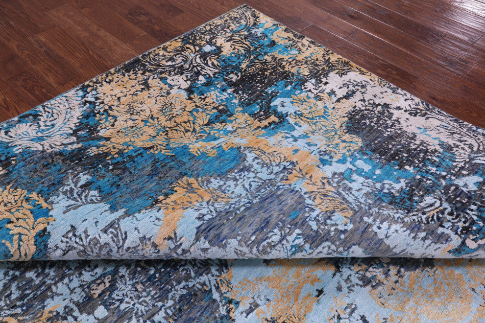 Handmade Wool & Silk Modern Rug 9' 0" X 12' 1" - Q15549