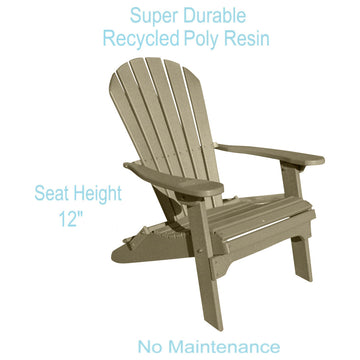 Phat Tommy Folding Adirondack Chair - Poly Outdoor Furniture, Weatherwood