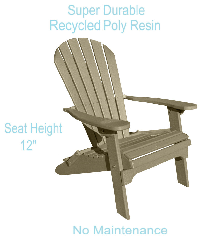 Phat Tommy Folding Adirondack Chair - Poly Outdoor Furniture, Weatherwood