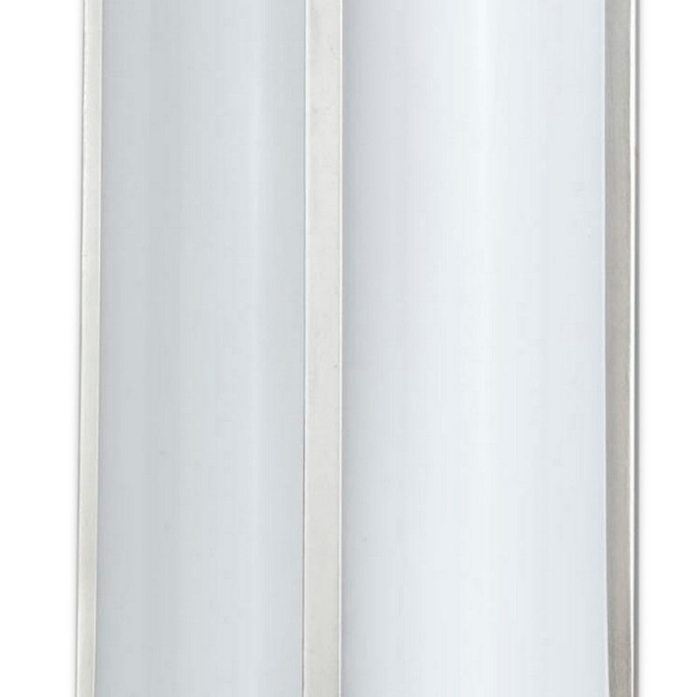 Benzara BM220707 Cylindrical Shape PLC Wall Lamp, 3D Design, S/4, Silver/White