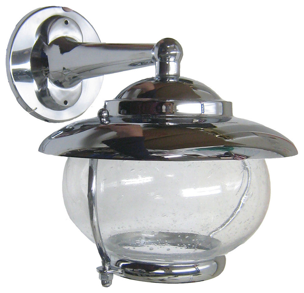 Garden Bubble Glass Sconce (Indoor / Outdoor / Solid Brass), Polished Chrome