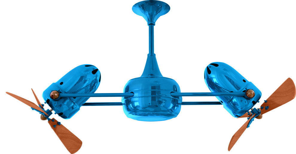 Duplo Dinamico Rotational Ceiling Fan With Mahogany Blades, Light Blue