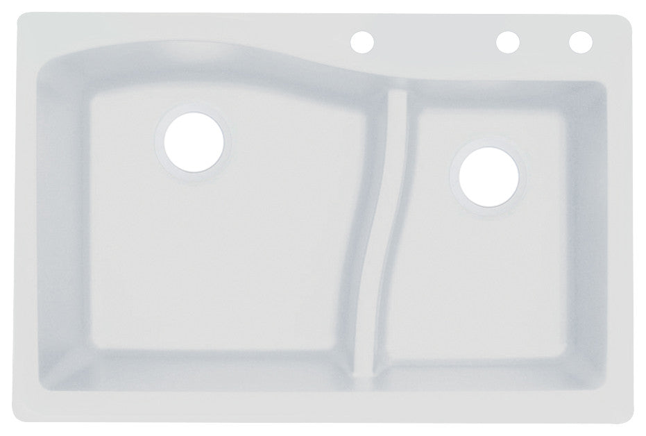 Aversa SilQ Granite 33-in. Drop-in Kitchen Sink with 3 BDE Faucet Holes in White