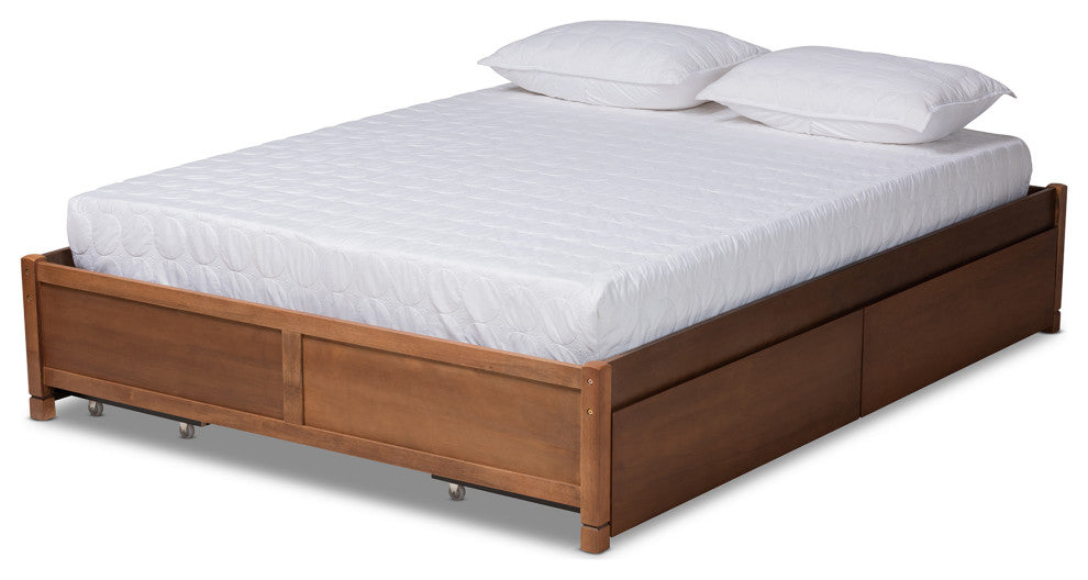 Yara Modern Brown Finished Wood Queen Size 4-Drawer Platform Storage Bed Frame