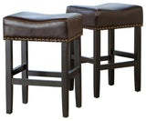 GDF Studio Chantal Backless Leather Stools, Set of 2, Brown, Counter Height