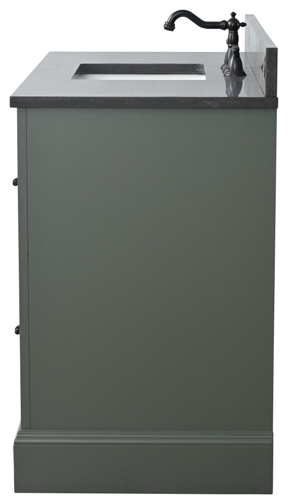 Vanity Art Bathroom Vanity With Sink & Top, Vintage Green, 48", Black Stone