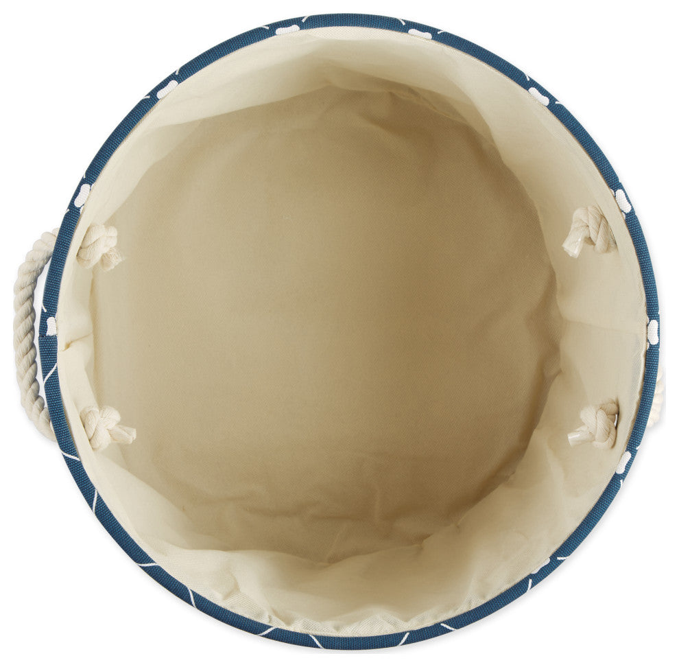 Polyester Pet Bin Trellis Paw Navy Round Small 9x12x12